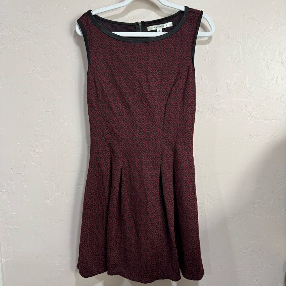 Max Studio Maroon and Black patterned dress size medium